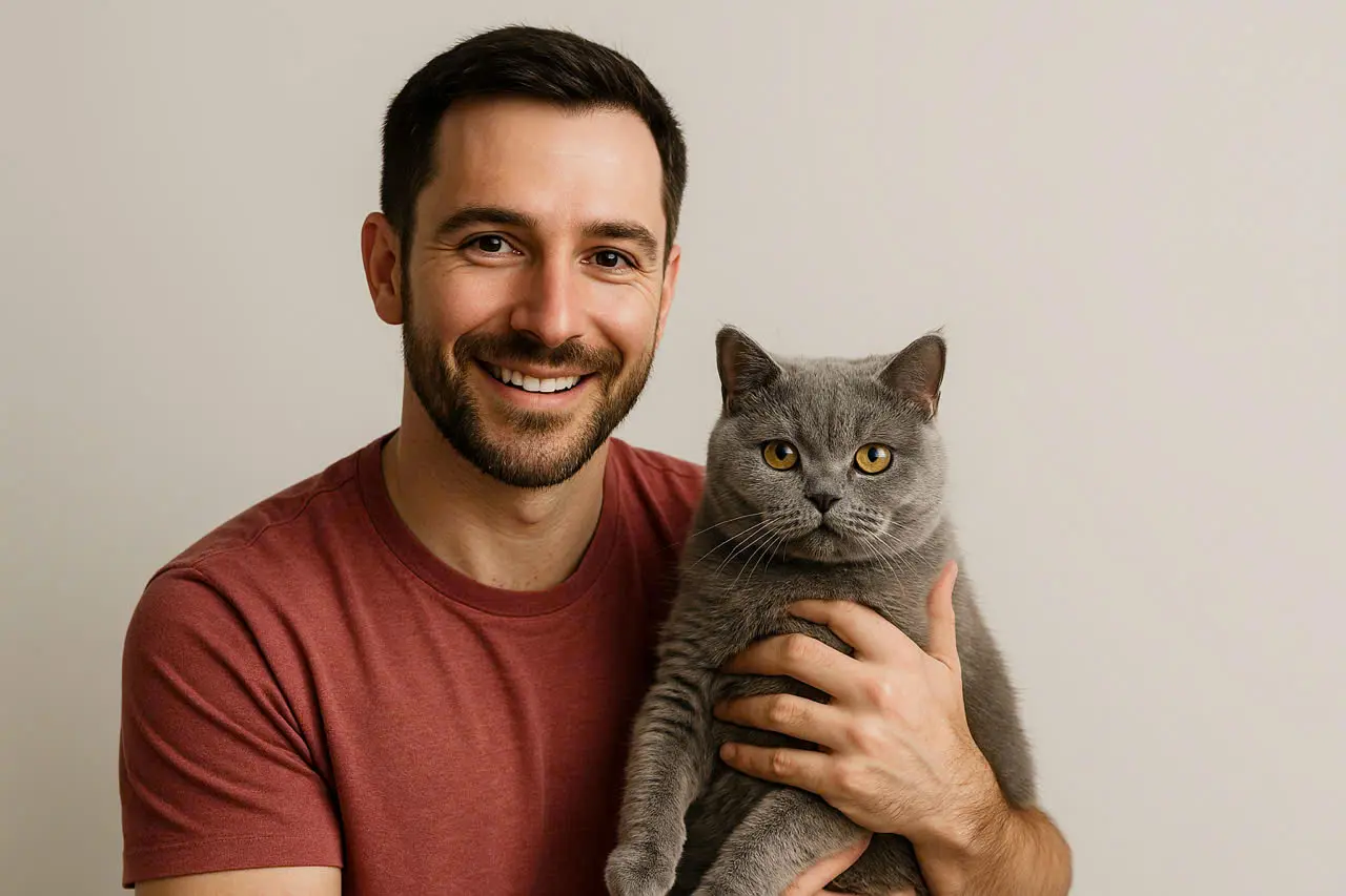 Ethan with his cat Luna