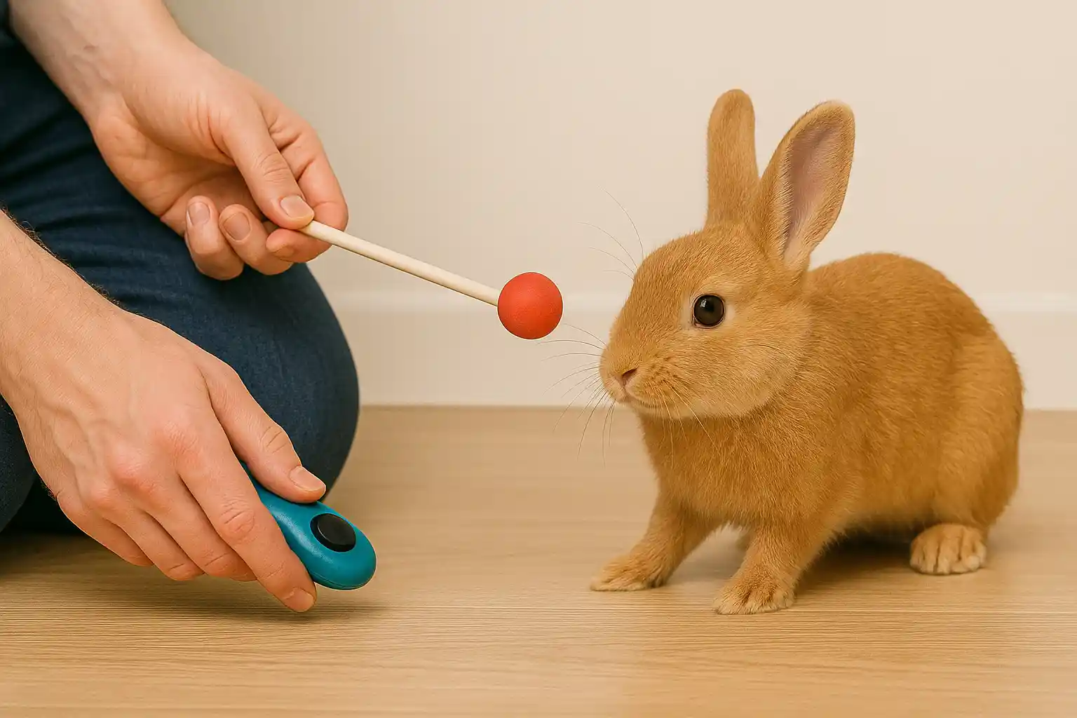 Bunny showing hesitation during recall training, illustrating common challenges when teaching rabbits to come, how to train your bunny