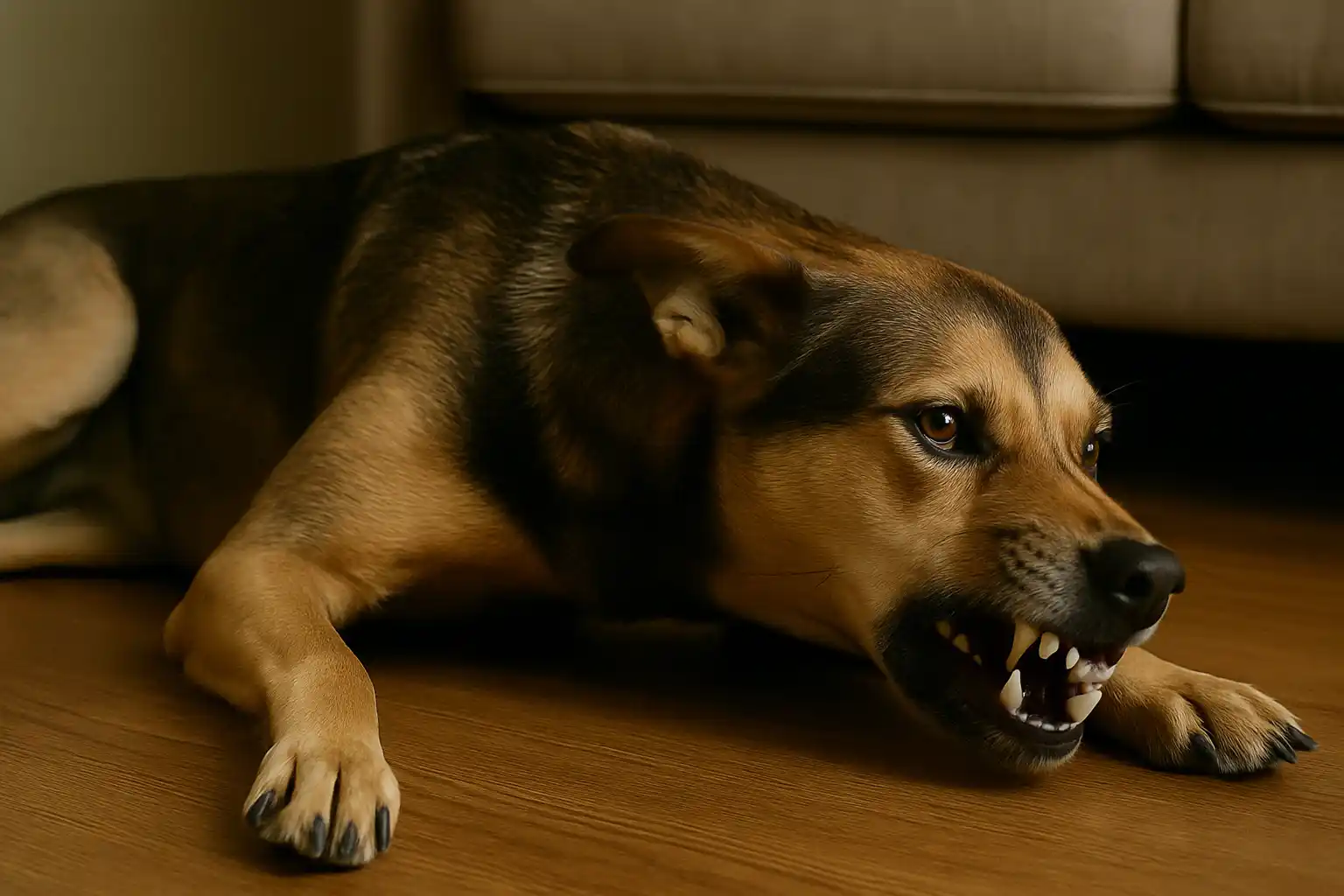 Dog showing warning signs before biting