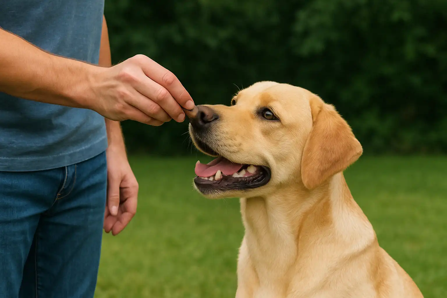 Chủ sở hữu áp dụng sự củng cố tích cực, một trong những nguyên tắc vàng trong huấn luyện chó, bằng cách thưởng ngay cho chó một món ăn sau khi ra lệnh thành công
