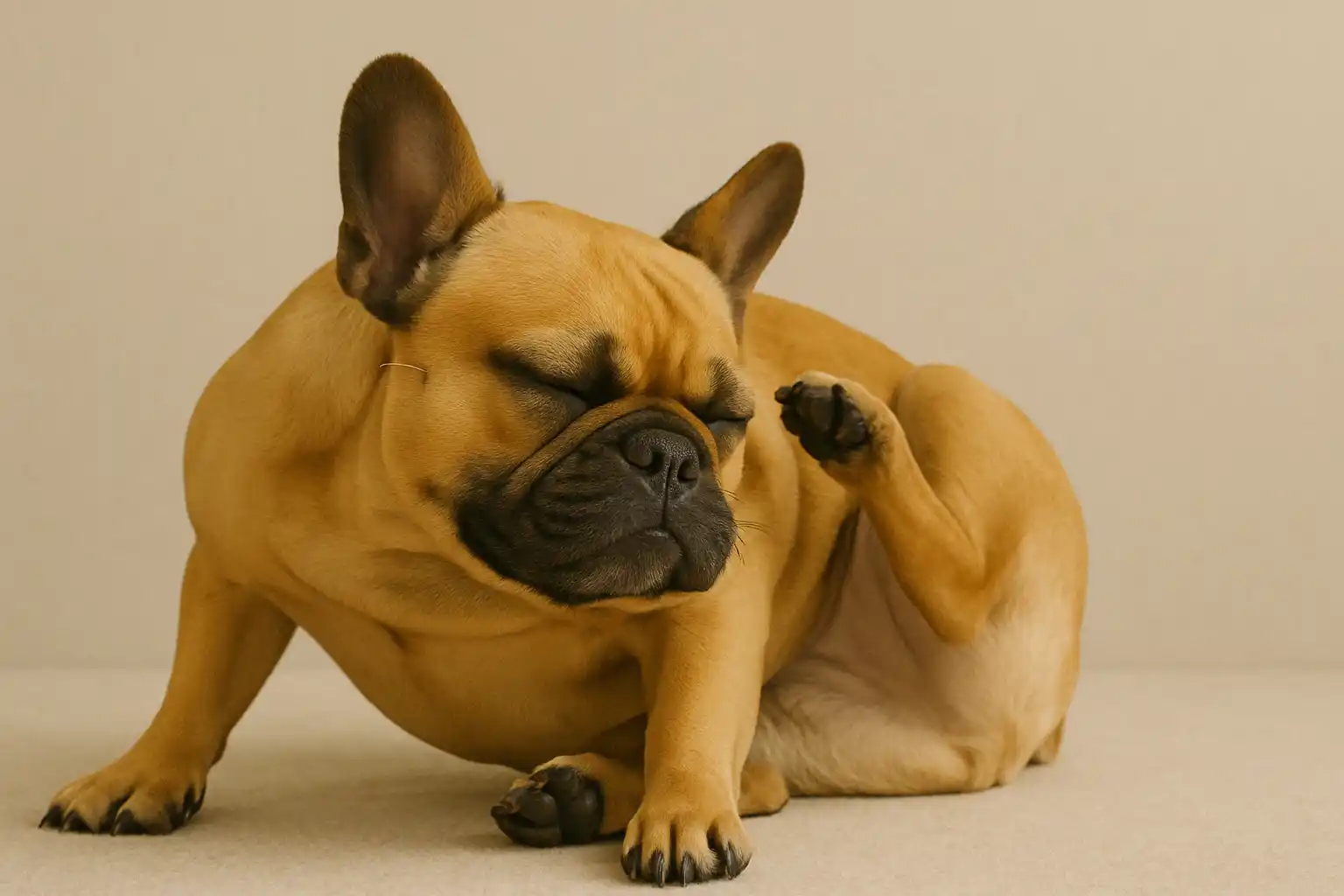French Bulldog experiencing itching due to food allergies