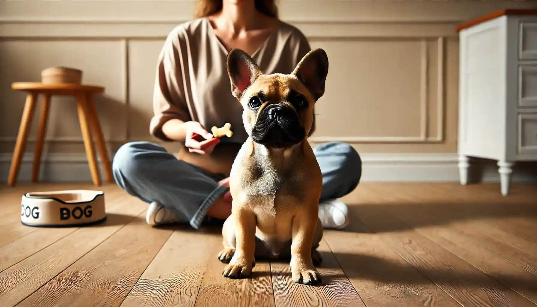 Attentive French Bulldog during training session - key to successful French Bulldog training