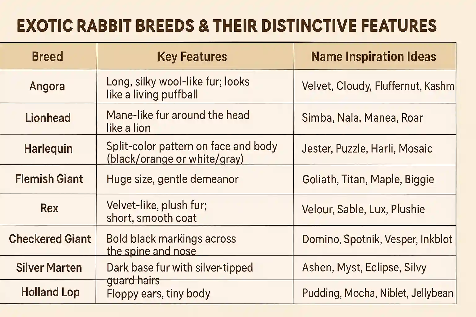 Exotic rabbit breed with distinctive features perfect for unique bunny names