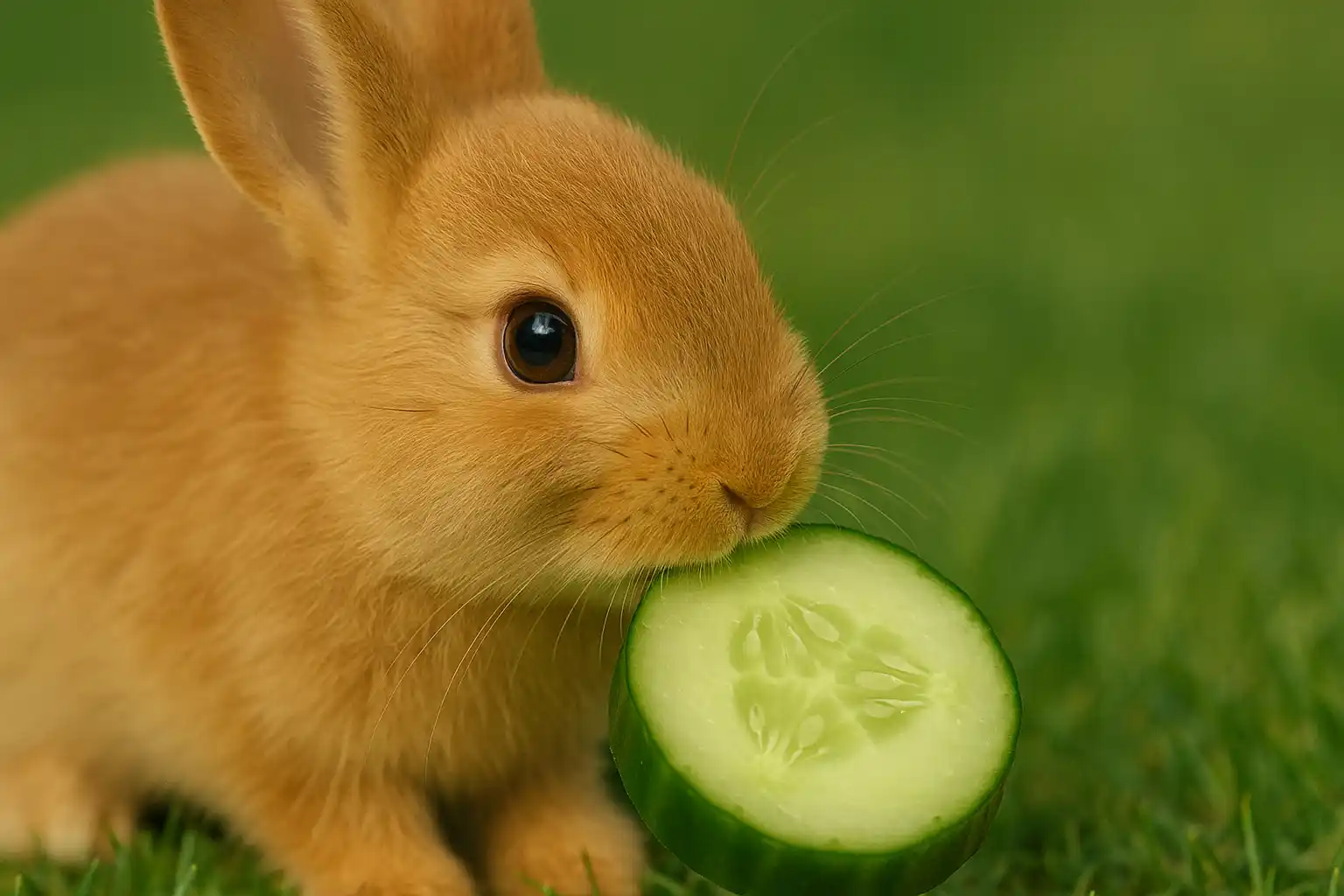 A bunny enjoying cucumber as a healthy treat - can bunnies eat cucumber in moderation